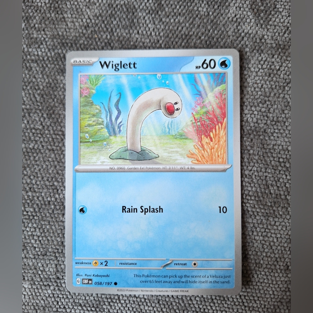 Pokemon Wiglett #058/197 SV03: Obsidian Flames Common Card
